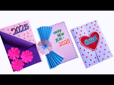 3 Easy & Beautiful New Year Cards Making | Happy New Year Card 2025 | Handmade New Year Cards