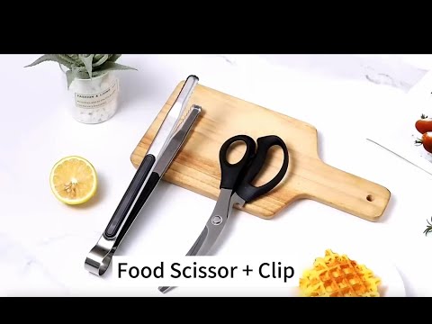 Food Scissor + Clip/Kitchenware/Utensils/Material: 304 Stainless steel + Plastics