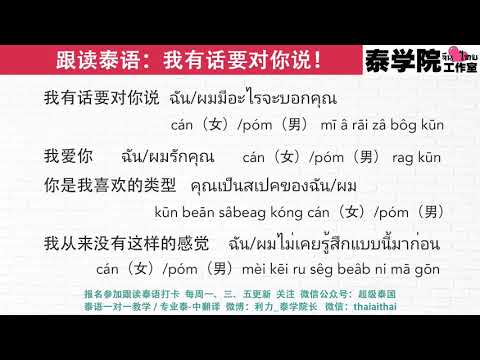 跟读泰语：我有话要对你说（全世界最好的泰语课，让你90天变成半个泰国人）