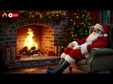 Warm Christmas Atmosphere 🎅🔥🎹 Santa, Cozy Fireplace, and Piano Melodies