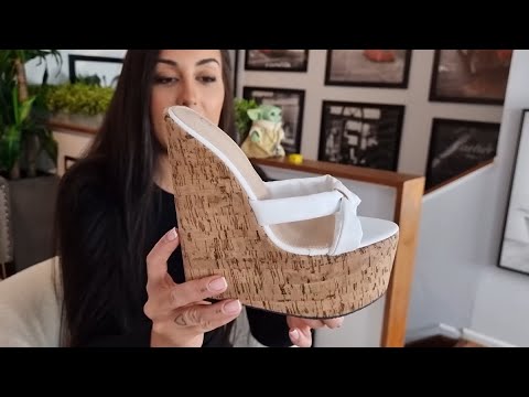 Ashley Reviews Some 7 Inch Cork High Heel Wedge Shoes With White Upper Strap