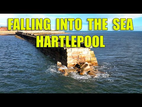 Heugh Pier Hartlepool. Falling into the Sea.  23-2-24