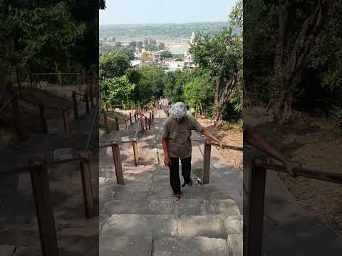 walking up the steps of the Chausath Yogini temple in Jabalpur....