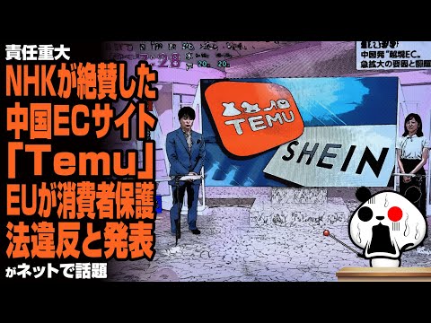 【責任重大】NHKが絶賛した中国ECサイト「Temu」 EUが消費者保護法違反と発表！が話題