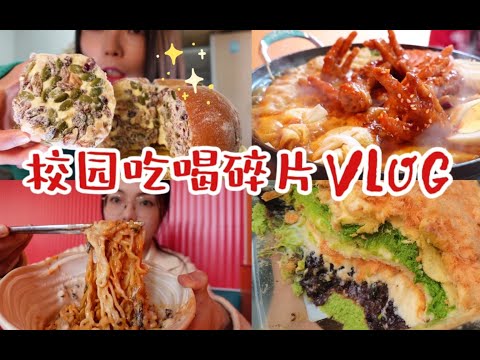 校园vlog｜肝论文太苦了！狠狠炫碳水！来顿甜辣韩料！711爆浆可颂⧸超火坚果奶酪包⧸斑斓新品酱多多⧸碎片vlog~