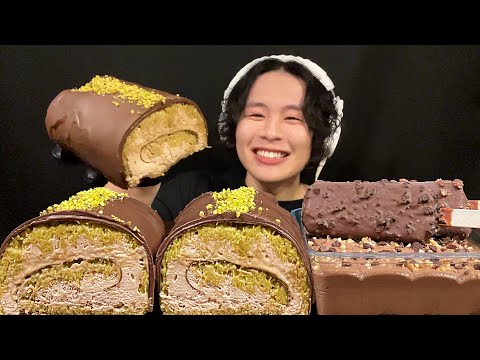 ASMR Dubai Chocolate Roll Crepe‼️【eating sound/mukbang】