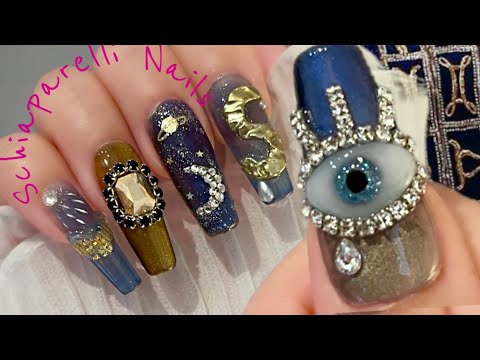 Schiaparelli👁️ Space-inspired nails / Unique / ASMR  / Gel Nail / Art  / knails / Night Sky / How-to