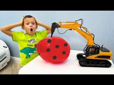 Sofia and best funny stories about Toy Tractor Excavator