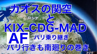 カオスの関空とエアフラ・パリ乗り換え。関空→パリ行も南廻りだったの巻