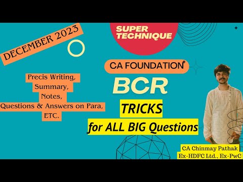 BCR Trick for Big Questions CA Foundation Dec 23 #cafoundation #caexam #icaistudents #bcr