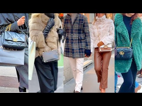 MILAN WINTER STREET FASHION 2024 🇮🇹WINTER OUTERWEAR WINTER COAT FAUX FUR ITALIAN STYLE #vanityfair