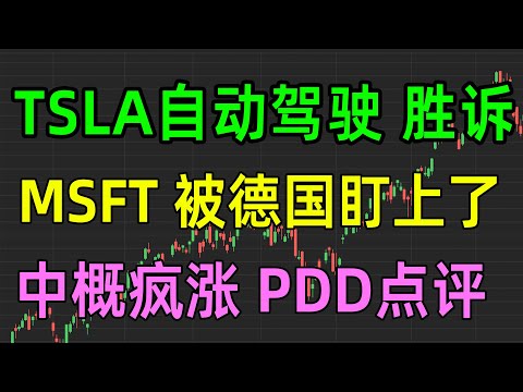 美股热点：TSLA自动驾驶胜诉，MSFT被德国盯上了，中概疯涨之PDD