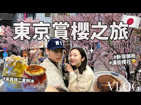 【東京VLOG】首次賞櫻之旅！涉谷滿街櫻花🤩必吃米其林刨冰🍧新宿御苑散步｜日本旅遊 Traveling｜ R榮