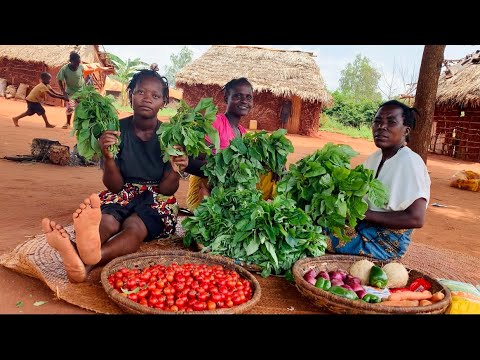 African Village Life #cooking Organic Vegetables Served With Corn Meal For Young Rural Orphans