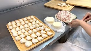 Dumpling making Taro Pork Dumplings Taro fresh hand-made every day Natural tastes are different