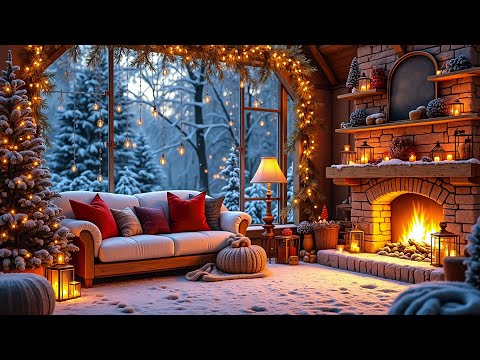 Snowy Winter Retreat in the Forest | Fireplace Sounds & Gentle Winter Winds for Deep Relaxation ❄️