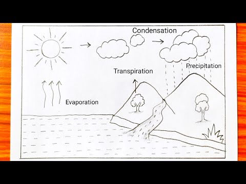 Water cycle school project drawing | Water cycle sketch drawing easy | How to sketch Water Cycle