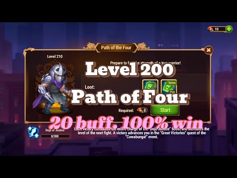 Path of Four Level  200 - 20 Buff Hero Wars Dominion Era