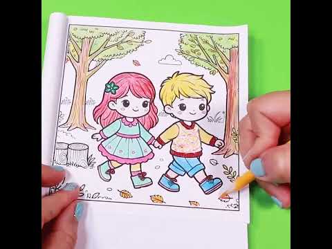 Autumn Coloring Fun for Kids |"A Walk in the Park"Cute coloring Page #coloringforkids  #coloringfun