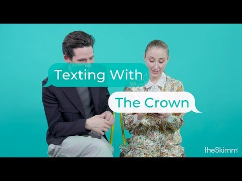 The cast of The Crown texts with theSkimm