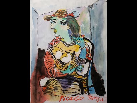 Henry Li's Live Streaming Painting Master Study with Rob Sherrill:  Picasso (WC & ink on rice paper)