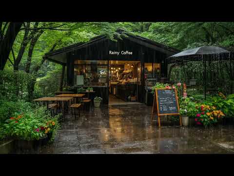 Relax with Gentle Rain Sounds in a Quiet Neighborhood, Right Outside a Cozy Café | Rain Sounds