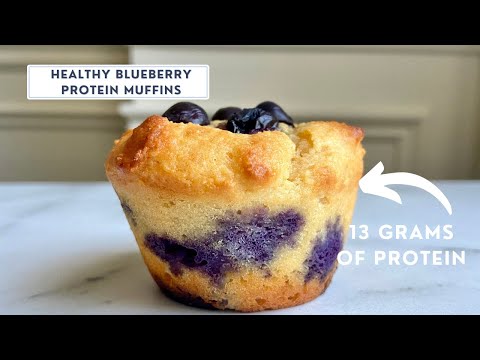 EASY ONE BOWL High Protein Blueberry Muffins!