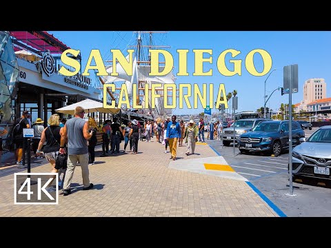 [4K] San Diego Waterfront, California USA  - Walking Tour