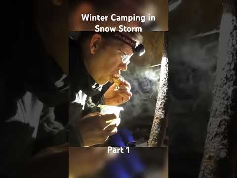 Credit:outdoorboys | Winter Camping in Snow Storm With Kid #camping #bushcraft #shorts