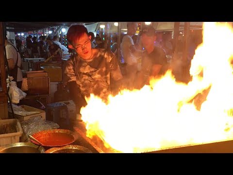 Shenyang Night Market - China street food tour! FIRE! OCTOPUS! BUGS! FROGS!