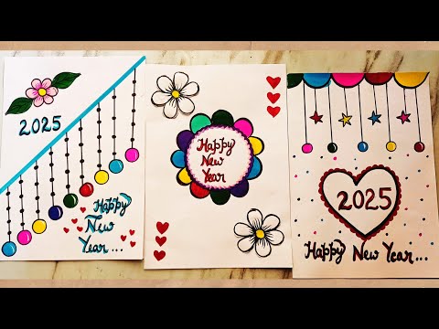 3 Easy & Beautiful White paper New year card| Happy New year card making idea|New year greeting card