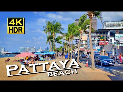 Pattaya Beach Walk Thailand 4K HDR (UHD) Dolby Atmos 💖 Walking Tour 👀 Chon Buri 🇹🇭