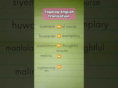 TAGALOG-ENGLISH TRANSLATION VOCABULARY WORDS #learnenglish #tagalogenglishtranslation #vocabulary