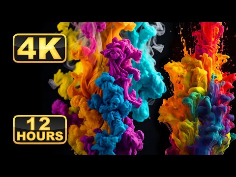 4K Abstract Liquids! V - 8! 12 Hours Screensaver for Meditation. Paint in Water