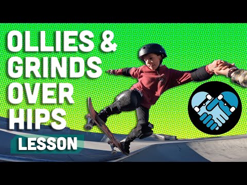 How to Ollie & Grind over a Hip in Mini Ramp or Skate Park