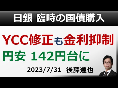 円安 142円台  日銀、YCC修正も国債購入の臨時オペ