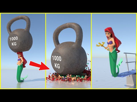 I Threw A 1000Kg Weight On Ariel the little mermaid , What Could Go Wrong? 🙃