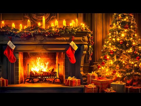 Christmas Fireplace Ambience 🔥🎄Christmas Tree and Fireplace Crackling | Christmas Background