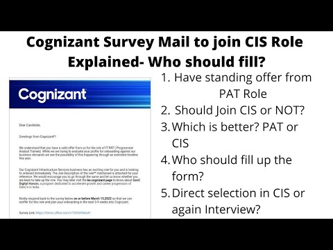 Cognizant Genc PAT offer Survey mail update | Fill the survey if you want immediate joining CIS Role