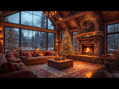 Relaxing Christmas Jazz Instrumental Music for Work, Study 🎄 Fireplace Burning & Christmas Ambience