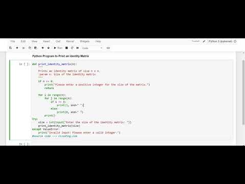 Day 52: Python Program to Print an Identity Matrix