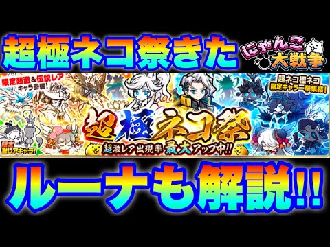 超極ネコ祭ガチャきたぞ！新キャラ「ルーナ」登場！もうこれは引きまくってOK！リセマラも最適です！　#にゃんこ大戦争