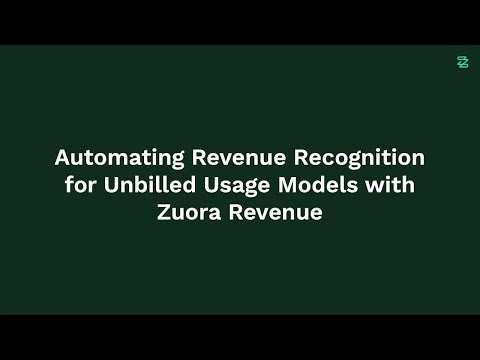 Zuora Revenue Consumption Revenue (Unbilled Usage) Micro Demo