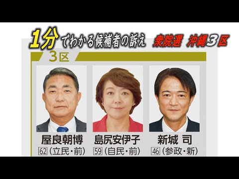 1分でわかる！候補者の訴え　沖縄3区　衆院選2024