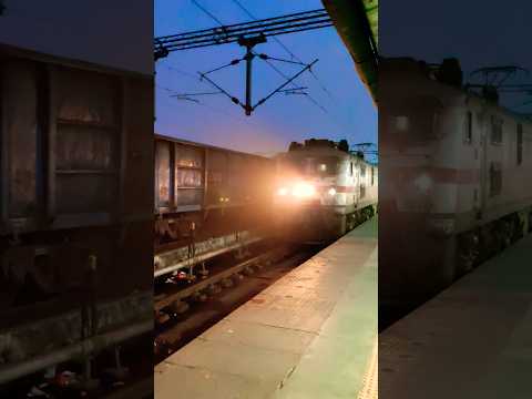 Night On Duty Wap7 Crossing#uniquetrainengines#indianrailways#night#explore#shorts#viralvideo#wap7