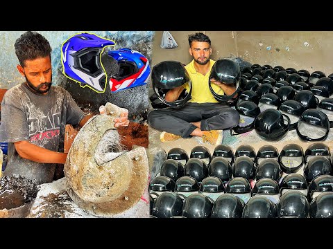 Motorcycle Fiber Helmet Production Process in Factory | Mass production of Homemade Halmet