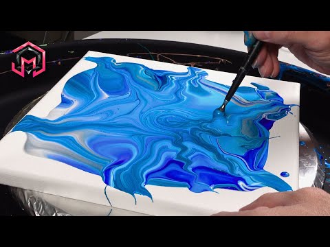 AZURE FLAMES - Acrylic Pouring and Fluid Art at Home for Therapy