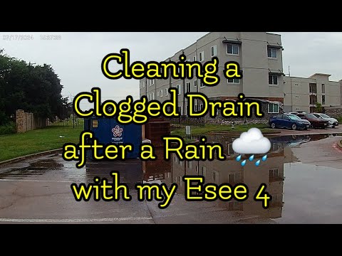 (1529) Cleaning a Clogged Storm Drain in the Rain 🌧  With My Esee 4