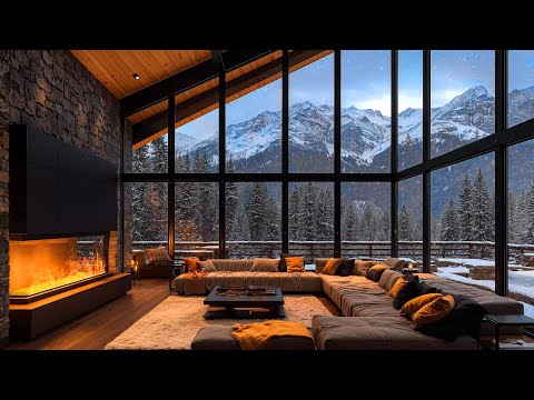 Winter Jazz ❄️ Snow Ambience with Smooth Jazz Instrumental Music ~ Jazz Relaxing Music & Fireplace 🔥