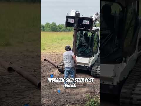 Driving fencing corner post on a slope #shortsvideo #bobcat